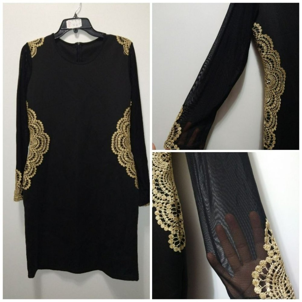 Black With Gold Details Dress